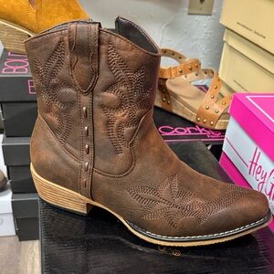 Brown Western Ankle Boots